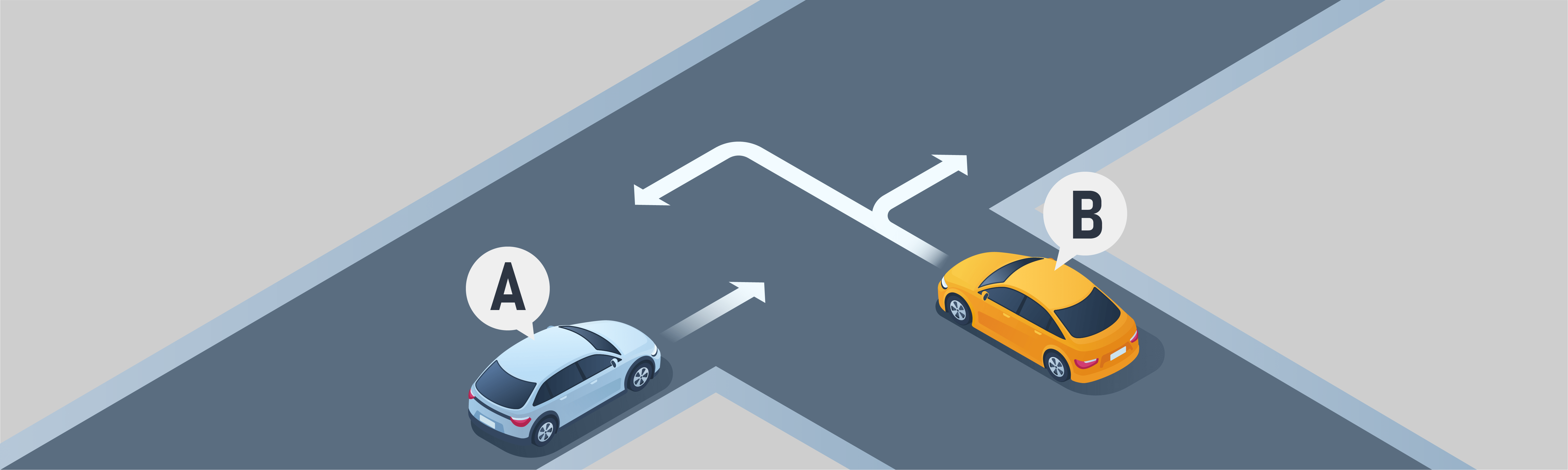 Intersections and Turns - Who must yield the right-of-way to the other in the situation below?