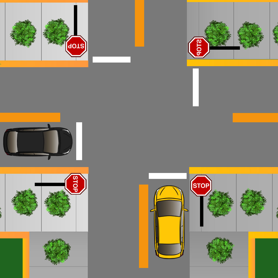 Test 2 - Who should yield the right-of-way if there are two or more vehicles entering a three or four way intersection with stop signs?