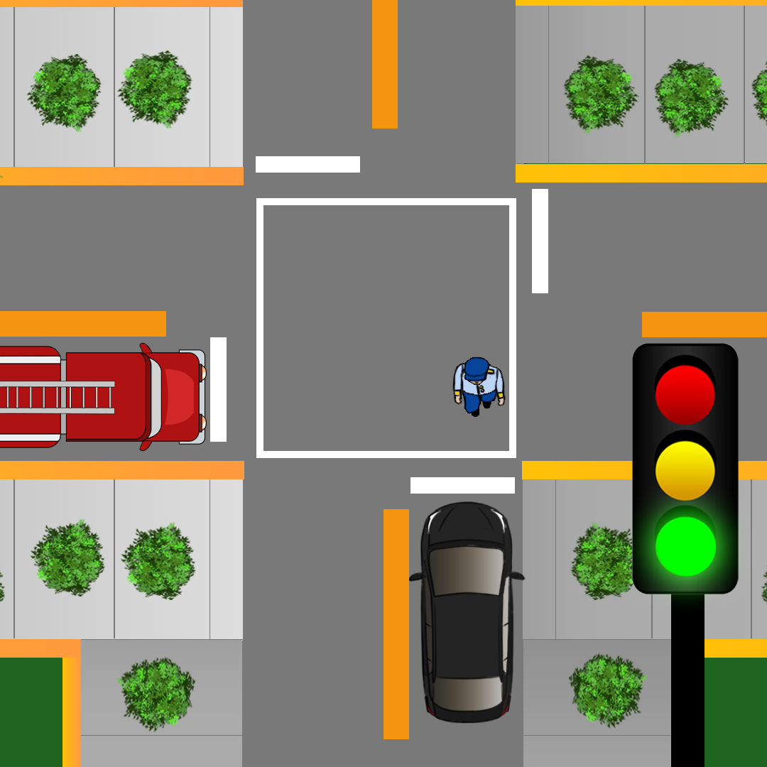 Driving Test Canada Test 5 - If you are at a red light and a pedestrian is still crossing when the light turns green, who has the right-of-way?