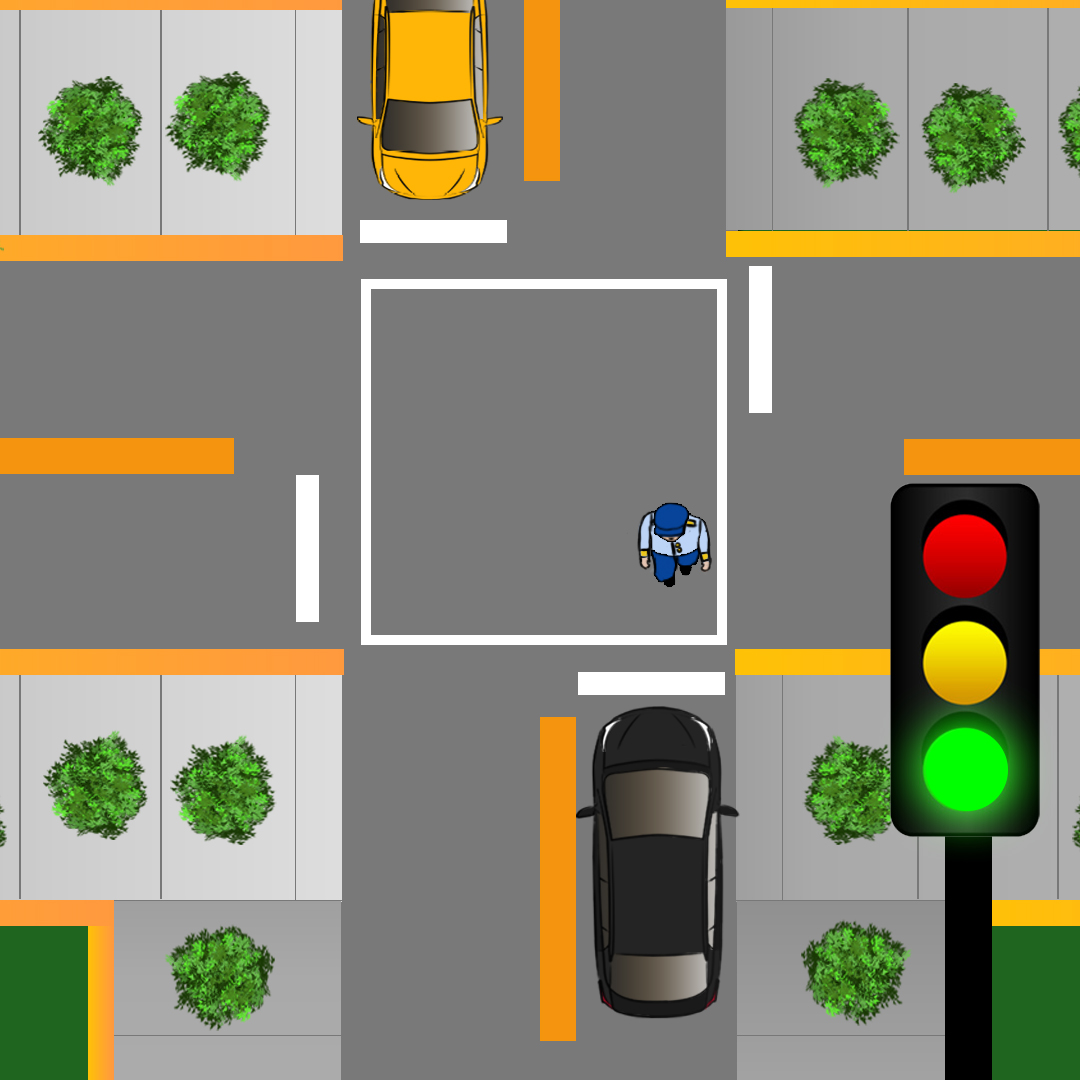 Test 5 - if you are at a green light, who has the initial right-of-way?