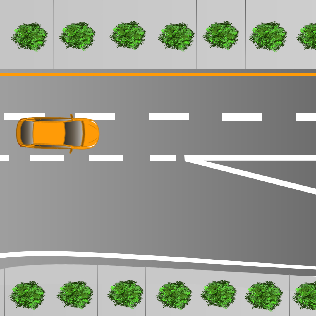 Test 4 - What do you have to do if you see continuity lines to the right of your lane?