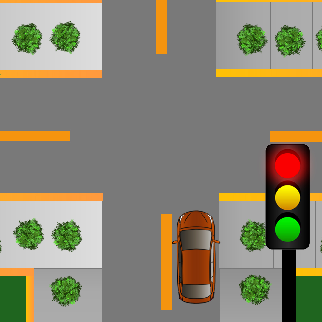 Driving Test Canada Test 5 - If you're planning on driving straight through an intersection but you are currently at a red light, what do you have to do?