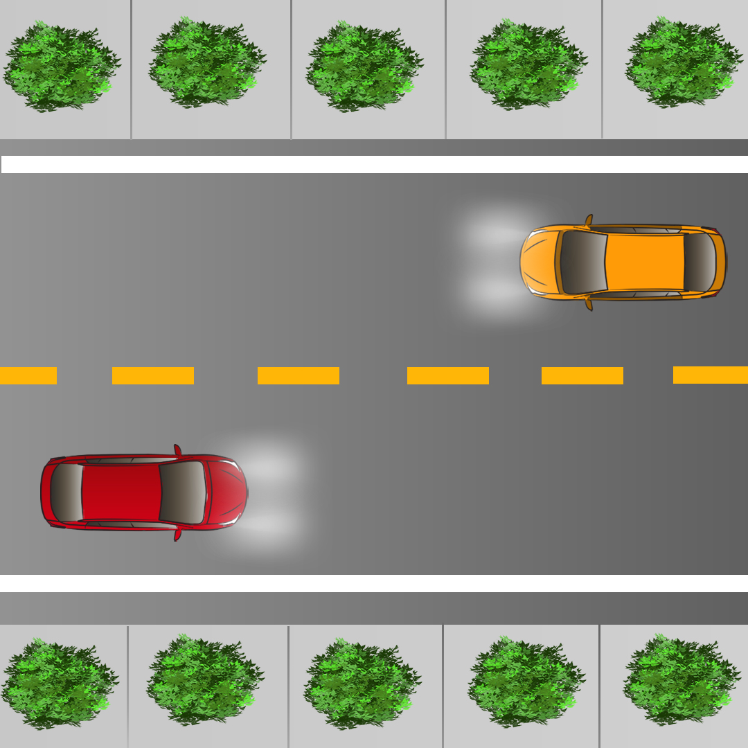 Test 2 - How far away time-wise do you need to be to dim your headlights when driving 100 km/h and meeting an oncoming driver?