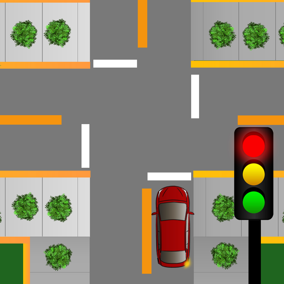 Driving Test Canada - Car Test 1 - If you're planning on driving straight through an intersection but you are currently at a red light, what do you have to do?