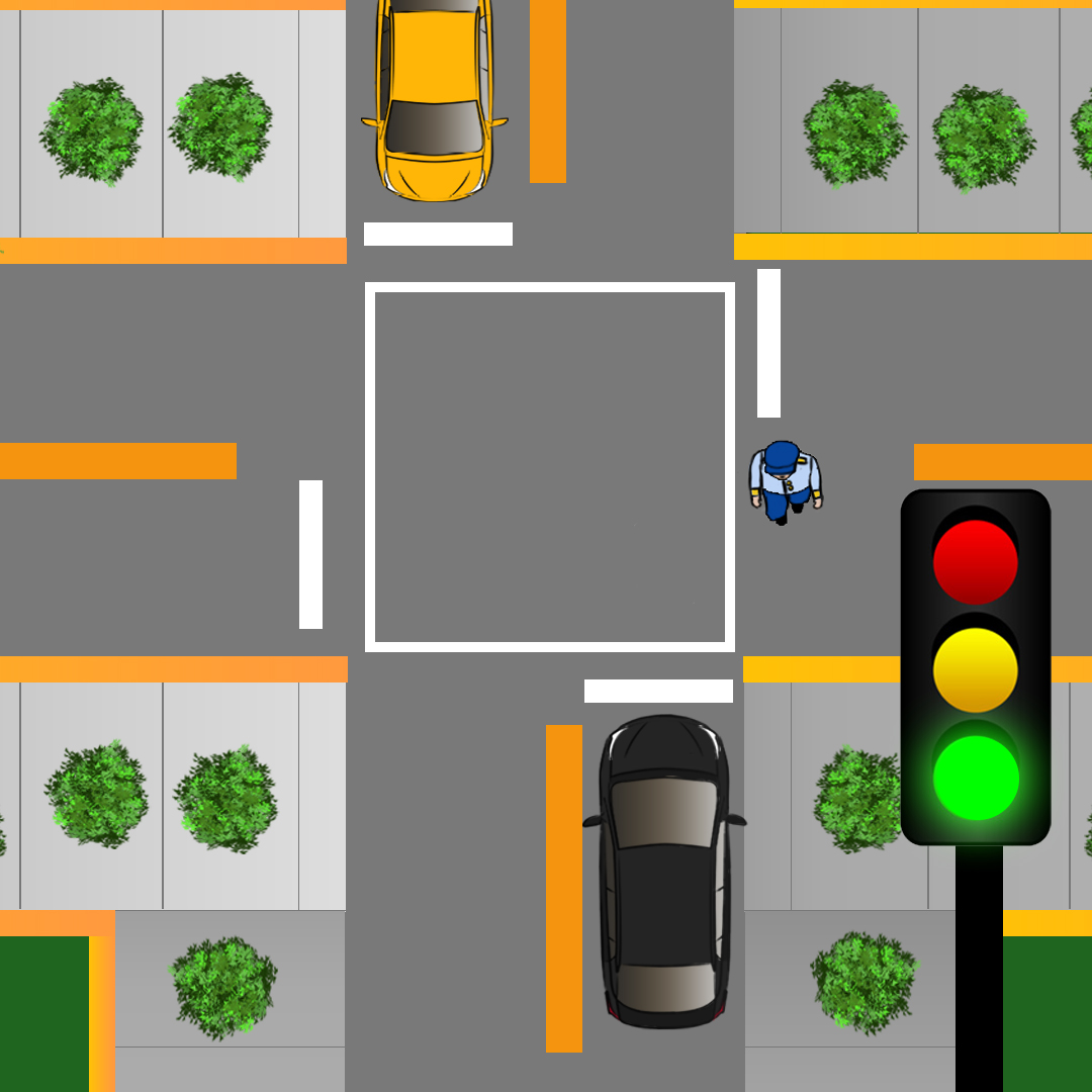 Driving Test Canada - Car Test 5 - Who has the right of way where a pedestrian is crossing while a traffic signal changes?