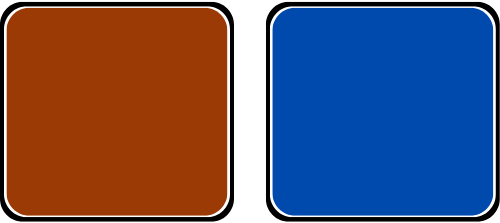 Traffic Signs - What does the white message on brown or blue background sign mean?