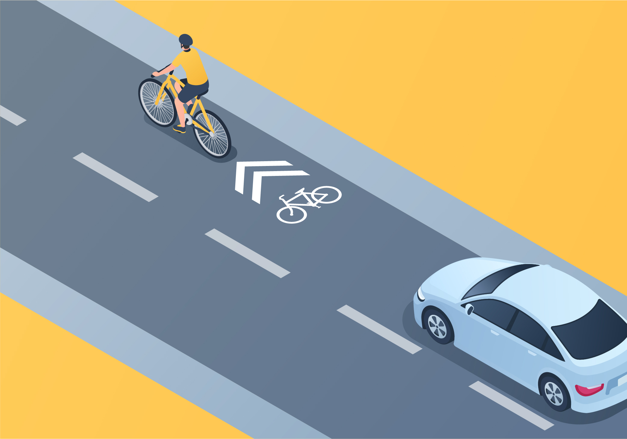 Sharing the road - What do the two chevrons painted above a bicycle symbol on the road indicate?