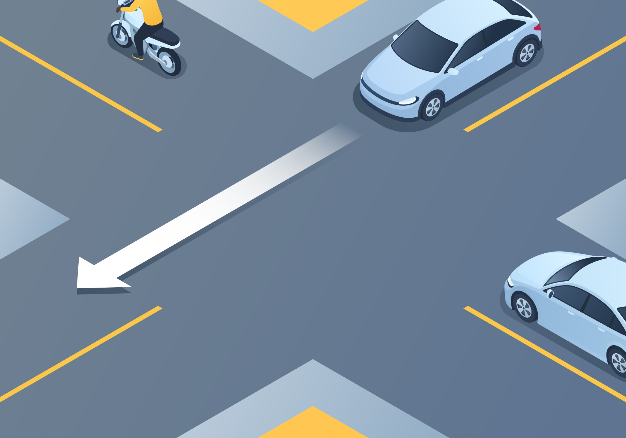 Intersections - At an intersection with no traffic signs and signal lights, who must you yield the right-of-way?