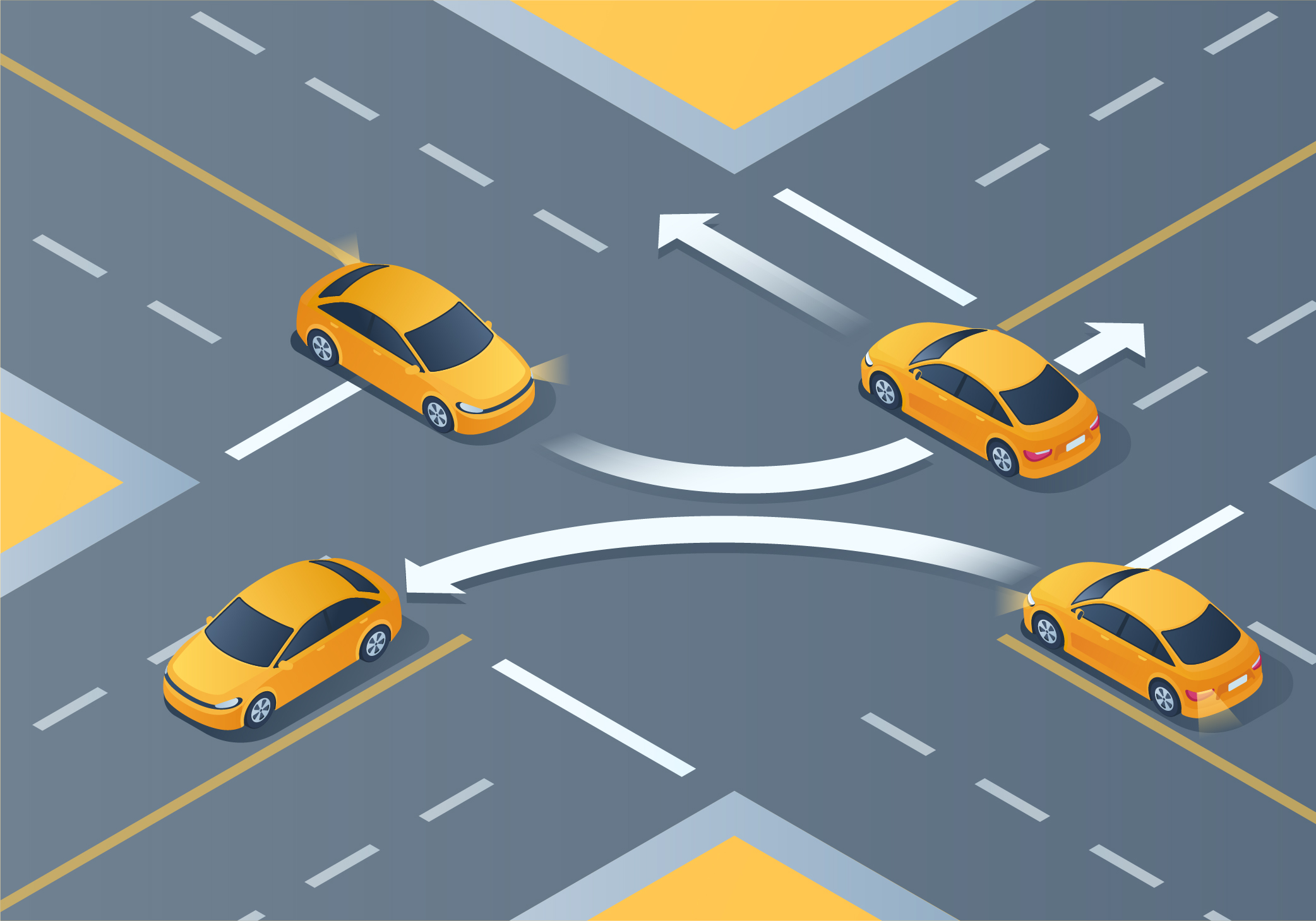 Changing directions - How should you make a left turn from a two-way road onto another two-way road?