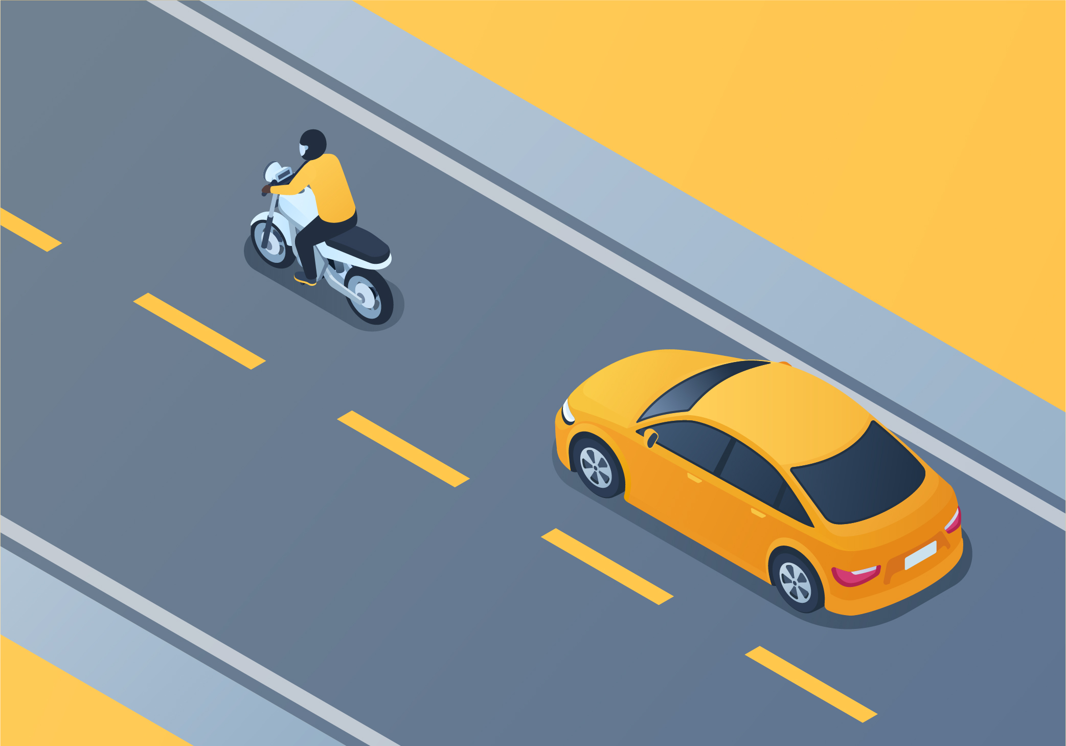 Changing positions - Motorcycles or mopeds often leave empty spaces on the left and right sides of their lane. What should you do with these empty spaces?