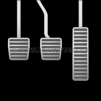 Test 1 - In what position should the clutch pedal be in once a manual vehicle is in motion?