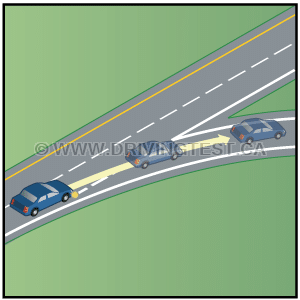 Test 2 - Until what point while exiting an expressway should you keep driving at the expressway speed?