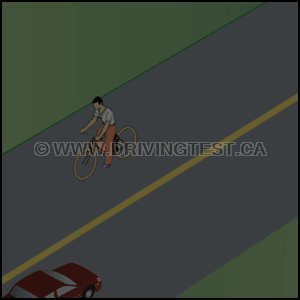 Test 3 - What should you do if you're driving at night and notice a cyclist approaching you?