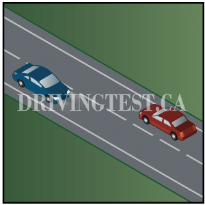 Test 3 - At what point while driving at night should you have your headlights on the low beam setting?