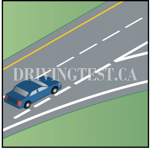 Driving Test Canada Test 8 - What is indicated by continuity lines on the right side of the lane you're driving in?