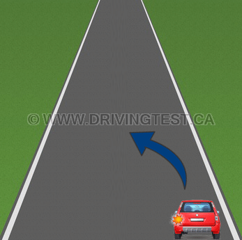 Test 2 - What is the first step to completing a three-point turn while on a highway?