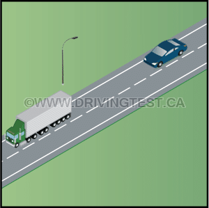 If there is a truck in front of you, how much time should elapse between their rear bumper passing a lamppost and your front bumper reaching that same lamppost? - If there is a truck in front of you, how much time should elapse between their rear bumper passing a lamppost and your front bumper reaching that same lamppost?