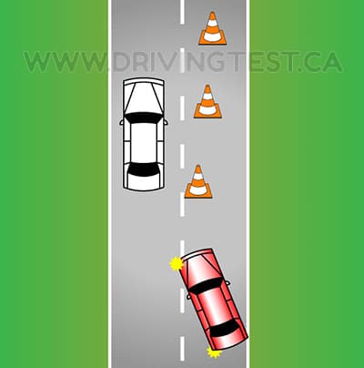 Test 4 - How should you merge into the lane next to you when a lane is closed?