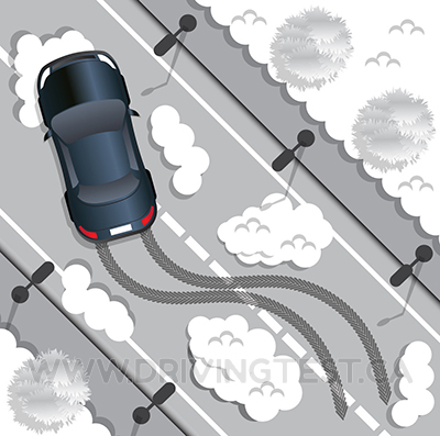 Driving Test Canada Test 3 - Where should you turn your wheel if you are trying to recover from a skid?